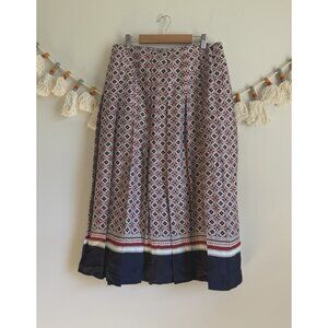 Boden Pleated Paisley Printed Midi Skirt Modest Navy Boho Peasant Careerwear 8